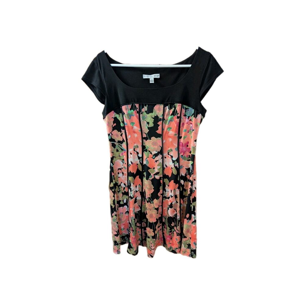 Madison Leigh Dress Babydoll Size 10 Orange, Pink, Green, Black Short Sleeve